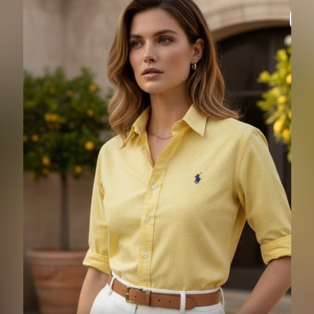 Ralph Lauren oaxford Yellow Cotton Button-Down Shirt